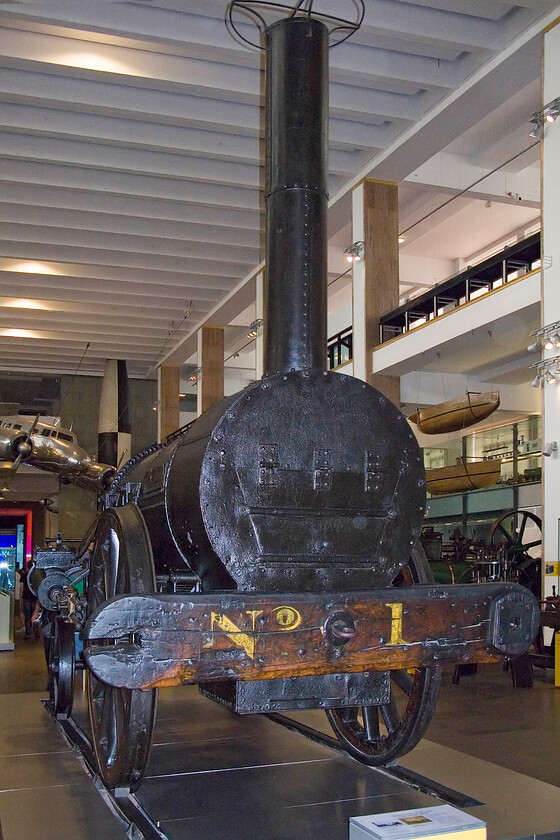 1, exhibit, Science Museum 
 The front end of 'Rocket' on display in the Science Museum. Dating from 1829 the locomotive's importance in the history of the railway cannot be overstated. Its design by Stephenson saw it reach the dizzy heights of thirty miles per hour at which point Victorians thought that people would pass out! 
 Keywords: 1 exhibit Science Museum Rocket