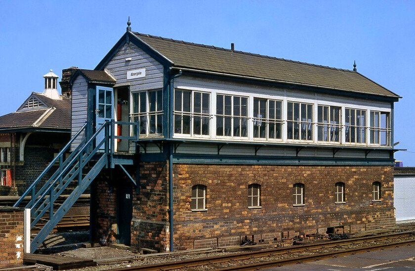 Abergele signal box (LNW, 1902) 
 Abergele signal box stands somewhat isolated between the up and down fast lines at Abergele and Pensarn station. The 1902-built London and North Western Railway Type 4 box was the block post between Rhyl (to the east) and Llysfaen (to the west) but with the latter commonly switched out it was usually Colwyn Bay. Following refurbishment in the mid-2000s the box was closed on 26.03.18 along with all others along this stretch of the North Wales coast with control moving to the Wales Railway Operating Centre in Cardiff. 
 Keywords: Abergele signal box L&NWR