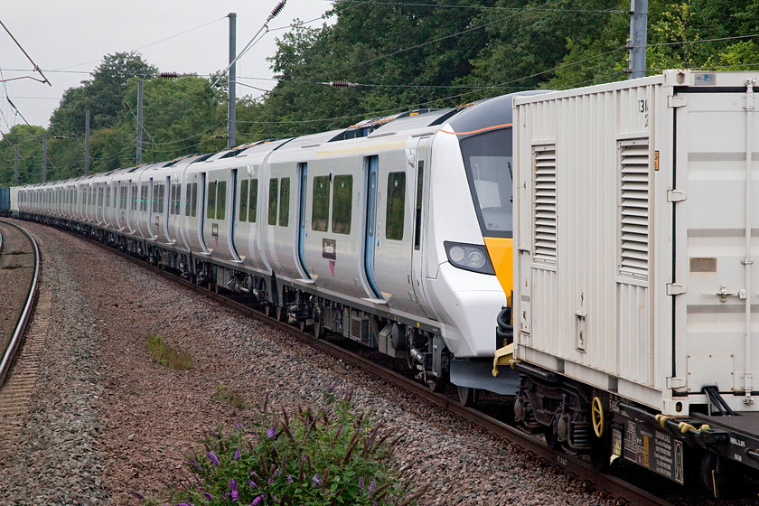 700117, 03.14 Dollands Moor-Hornsey EMUD (Via Peterborough) (6X70), St 
 Brand new 700117 is hauled through St. Neots station as the 6X70 03.14 Dollands Moor to Hornsey gauging train. These class 700s are the new face of trains on this line and if all goes to plan they will be introduced at the start of next year. 
 Keywords: 700117 03.14 Dollands Moor-Hornsey EMUD 6X70 St. Neots station