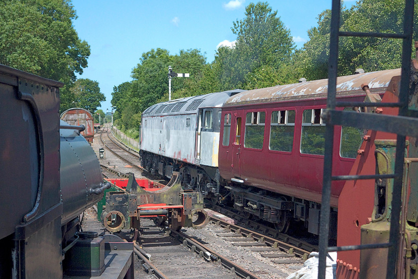 47205, 13.00 ex. Pitsford Fathers Day special, Pitsford station 
 Looking a bit sad in its rubbed down state, 47205 leaves Pitsford station with the 13.00 return Father's day special. Whilst not the most sophisticated preserved lines, the NLR tries hard and needs to be supported. 
 Keywords: 47205 Pitsford station