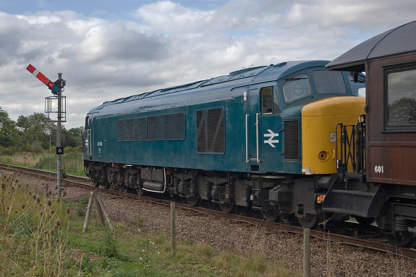 45133, 13.30 Peterborough Nene Valley-Wansford (2M49), Wansford TL099980 
 A second shot of 45133 working the 13.30 Peterborough Nene Valley to Wansford Nene Valley Railway gala service. It is seen on the approach to Wansford passing its home signal. 
 Keywords: 45133 13.30 Peterborough Nene Valley-Wansford 2M49 Wansford TL099980 Peak