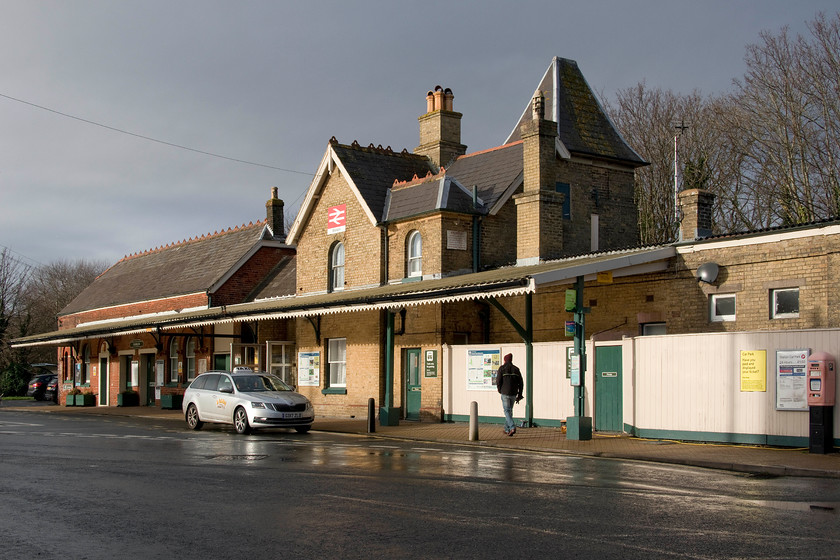 Frontage, Shanklin station 
 Despite being two station buildings merged into one Shanklin station is grade II listed. The main building was built in 1864 for the Isle of Wight Railway complete with a tower and turret. The red brick extension was added in 1881 but is in a totally different style. Passenger patronage has been steadily falling over the last few years, with the same applying to all the stations on The Island Line. Having spent a day travelling on the line, unfortunately, it is all too clear to understand why this is happening. 
 Keywords: Frontage Shanklin station