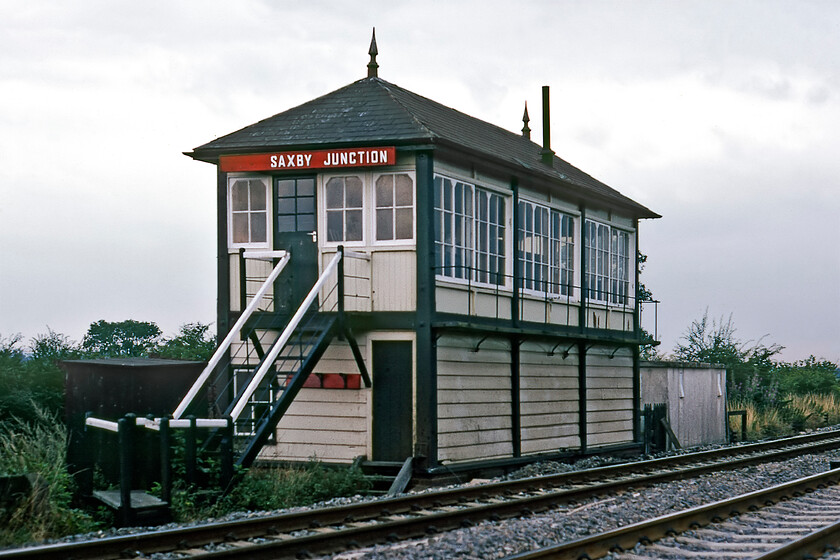 Saxby Junction signal box (MR, 1893) 
 Saxby Junction was located just east of Melton Mowbray at a point where the original Syston and Peterborough Railway diverged sharply away towards the southeast and Oakham with the Midland and Great Northern Joint Railway carrying on eastwards towards Little Bytham Junction, Bourne and ultimately to Spalding. This later route closed on 28.02.59 although the section between Saxby and South Witham remained open for freight with the track in place until at least the early 1970s. The superb Midland box dating from 1893 box is, alas, no longer present closing in I believe 1987 but I stand to be corrected. It was no early evening so Graham and I headed smartly cross country to Essendine to set up camp in the same spot as last year adjacent to the ECML ready for some Napier sounds! 
 Keywords: Saxby Junction signal box MR Midland Railway