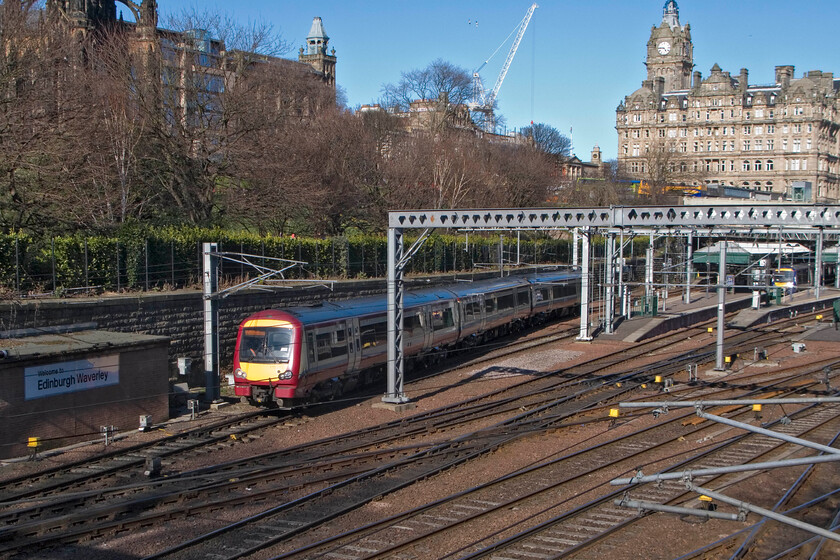 170474, SR 16.17 Newcraighall-Glenrothes, Edinburgh Waverley station from The Mound 
 170474 leaves Edinburgh Waverley station working the 16.17 Newcraighall to Glenrothes ScotRail service. The Class 170s are the backbone of many ScotRail services with them proving to be reliable and dependable sets. This example still wears its Strathclyde Partnership for Transport livery but will soon be in the workshop to reemerge in the First ScotRail Saltaire scheme. 
 Keywords: 170474 16.17 Newcraighall-Glenrothes Edinburgh Waverley station from The Mound ScotRail Strathclyde Partnership for Transport