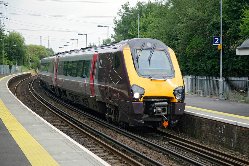 220015, XC 11.27 Manchester Piccadilly-Bournmouth (1O16, RT), Redbridge station 
 With the blue summer skies of earlier having been obliterated by a veil of grey cloud and an ominous heaviness in the air, 222015 passes Redbridge station with the 11.27 Manchester Piccadilly to Bournemouth. The train is about to fork off to the left and cross the Rover Test and onwards to the New Forest and Bournemouth. 
 Keywords: 220015 1O16 Redbridge station