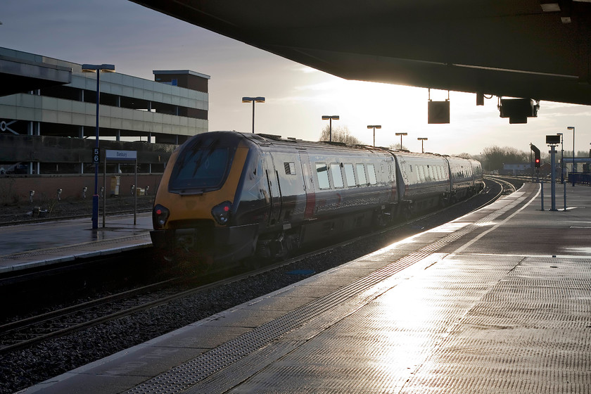 221136, XC 06.37 Nottingham-Bournmouth-(1O06, 36L), Banbury station 
 This was my first visit to Banbury since the wonderful GW semaphores and signalboxes were swept away in 2016. Somehow, I did not want to see what had been done in the name of progress, but technology marches on I suppose! With the new multi-storey carpark in the background 221136 leaves Banbury with the Cross Country 1O06 06.37 Nottingham to Bournemouth working. 
 Keywords: 221136 Banbury