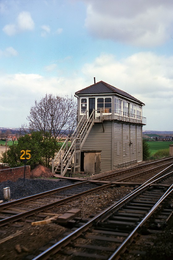 Altofts Junction Signal Box (Mid, 1927) 
 Altofts Junction signal box was a Midland Type 4e building dating from 1927 and is seen standing high and proud a short distance north of Normanton. Here our train is diverging from the Midland route that sweeps away to the left towards Methley and on to Woodlesford and into the southern suburbs of Leeds. We are taking the North Eastern Railway route towards Castleford. 
 Keywords: Altofts Junction Signal Box Midland Railway