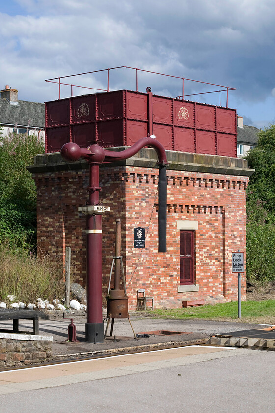 Preserved water tower & water filler 
 The superbly restored Appleby water tower located at the southern end of the station. It has been restored a number of times but the Midland structure remains in good condition. 
 Keywords: Preserved water tower water filler