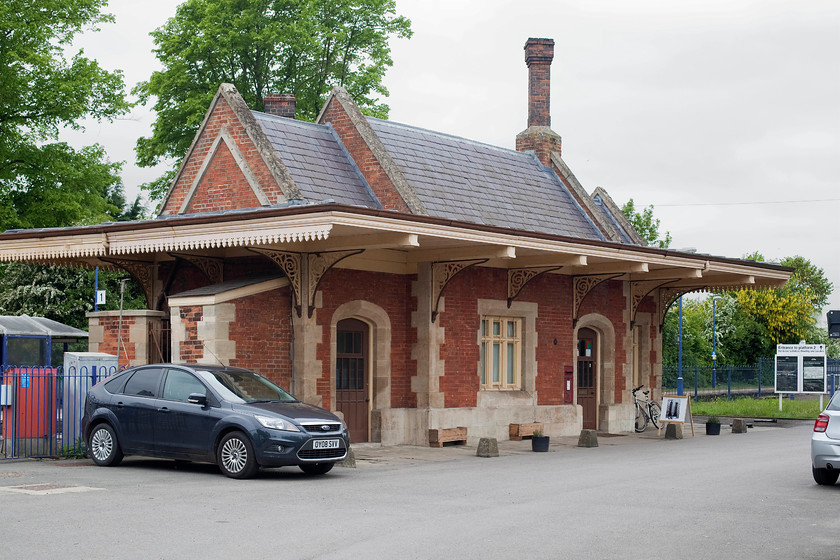 Frontage, former Culham station 
 The absolutely delightful station building at Culham. It's a classically Brunel designed GWR building opened in 1844 as Abingdon Road. Unfortunately, it is no longer in railway use being privately owned and occupied and is Grade II listed. 
 Keywords: Frontage former Culham station