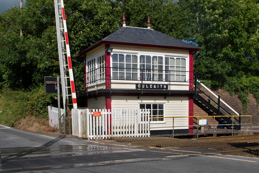 Culgaith signal box (Mid, 1908) 
 Culgaith is a smashing example of a Midlands Type 4a box that was opened in 1908. It stands adjacent to one of only two level crossings on the entire length of the Settle and Carlisle route. It is situated next to the former station of the same name that closed in 1970. The building remains a private residence and is an interesting structure as it is of a totally different design to the rest of those the length of the line being slightly later in its construction and designed by John Holloway Sanders in a Derby Gothic style. 
 Keywords: Culgaith signal box Midland Railway