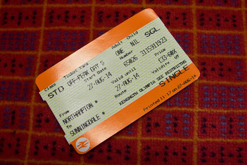 Ticket, Northampton-Sunningdale 
 My rather pricy ticket from Northampton to Sunningdale but as work was paying I was not too concerned! 
 Keywords: Ticket Northampton-Sunningdale