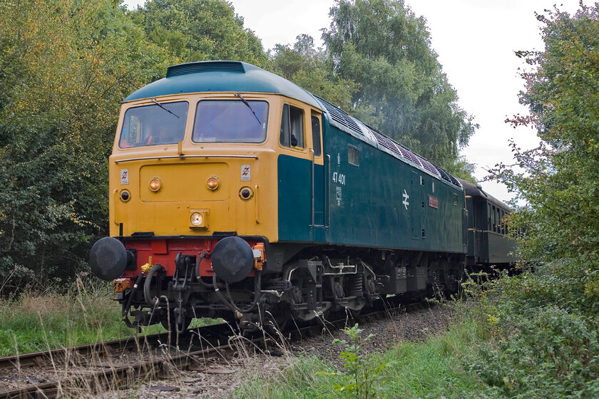 47401, 10.10 Peterborough Nene Valley-Wansford (2M44), Ferry Meadows TL153970 
 Pioneer Class 47 47001 'North Eastern' approaches Ferry Meadows station working the Nene Valley gala 10.10 Peterborough Nene Valley to Wansford service. Like most of the trains that I observed, and travelled on for that matter, loadings were good with a healthy number of enthusiasts packing the coaches. 
 Keywords: 47401 10.10 Peterborough Nene Valley-Wansford 2M44 Ferry Meadows TL153970 North Eastern