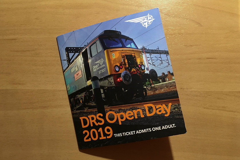 DRS Open-Day entry ticket 
 DRS always put a real effort into the production of their tickets for open days; this one was no exception. The ticket was printed on good quality card and in full colour. Whilst the money raised is for charity by buying in advance, a hefty postage charge is incurred. 
 Keywords: DRS Open-Day entry ticket