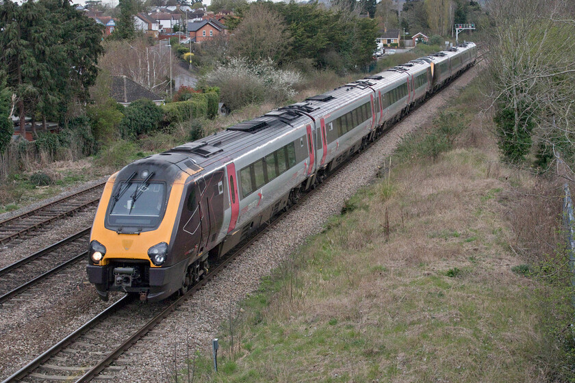 220008 & 220003, XC 14.27 Plymouth-Edinburgh Waverley (1S55, RT), Cloddy bridge 
 A pair of CrossCountry Voyagers slow for their stop at Cheltenham Spa as they pass Cloddy bridge in the town's southwestern suburbs. 220008 and 220003 are working the 14.27 Plymouth to Edinburgh 1S55 service. 
 Keywords: 220008 220003 14.27 Plymouth-Edinburgh Waverley 1S55 Cloddy bridge CrossCountry Voyager