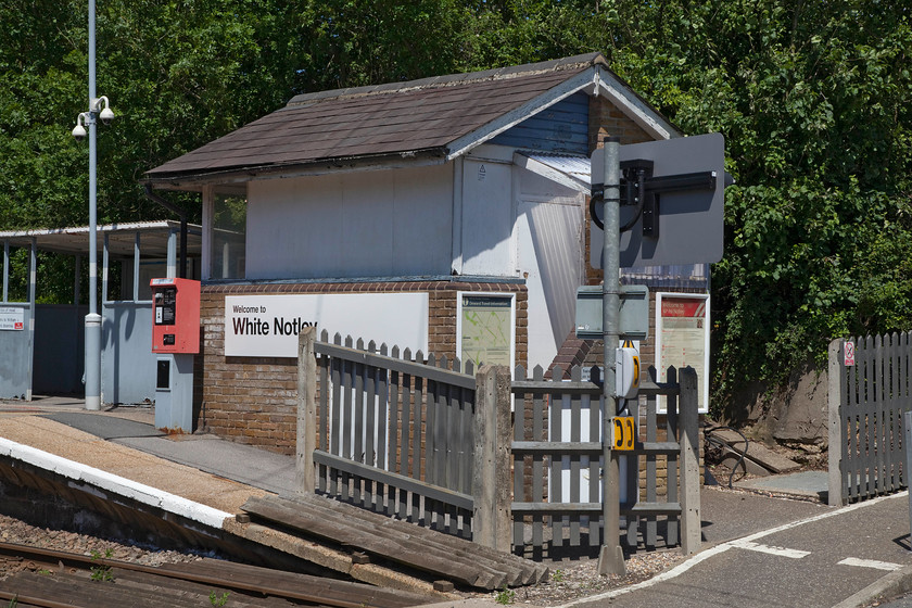 White Notley station (& ex.crossing box) 
 Designed and looking every little bit like a signal box is this structure at White Notley station. It is in fact the ex-crossing box where this and a number of other crossings on the branch were monitored from. Since the branch line was upgraded it became surplus to requirements but has not yet been demolished. 
 Keywords: White Notley station ex.crossing box