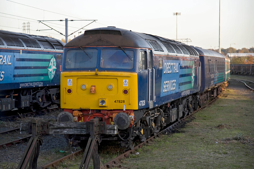 47810 & 47828, stabled, Norwich Yard 
 With their work for the day done, DRS' 47828 and 47810 'Peter Bath MBE 1927-2006' rest in Norwich Yard along with the hired in stock used to support services to and from the coast. This has been an ongoing arrangement for some time now as there are simply not enough units to operate the number o trains required. Every year it is announced that this is the end but they keep returning....but for how long now we all wonder? 
 Keywords: 47810 47828Norwich Yard DRS Direct Rail Services 
~ Peter Bath MBE 1927-2006