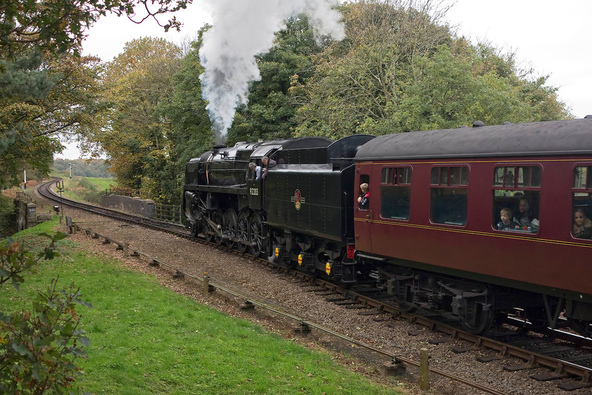 92203, 12.10 Sheringham-Holt, Weybourne station 
 92203 'Black Prince' gets into its stride as it leaves Weybourne with the 12.10 Sheringham to Holt. 92203 is a special loco. for me as it was the first steam train that I went out and saw on the lineside. Back on 20.04.75 it ran from Westbury to Eastleigh Open day. I rode my bike from home out to Dilton Marsh just south of Westbury and recorded it on my little cassette recorder climbing the bank a little like it is doing here as begins the accent of Kelling bank! Unfortunately, back in 1975 I did not take a picture on my instamatic camera of the event and the recording has long-gone! 
 Keywords: 92203 12.10 Sheringham-Holt Weybourne station