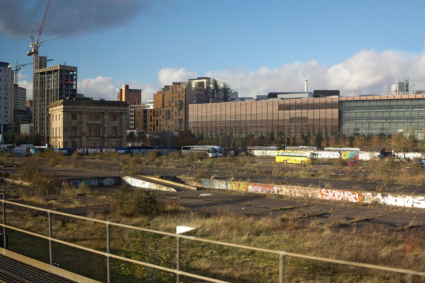 Former Curzon Street station (To be developed into HS2) 
 On the approach down into New Street the former Curzon Street station can be seen clearly to the right. It was built by the London and Birmingham Railway and opened in 1838. It was closed to passengers very early on in 1893 becoming a busy goods depot that itself closed in 1966. It is about to have a rebirth as this will be the Birmingham terminus for HS2. 
 Keywords: Former Curzon Street station