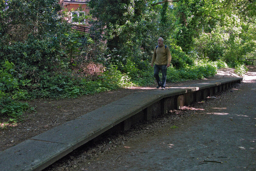 Andy, former Roundwood halt 
 Andy walks along the remains of one of the six stations and halts that once blessed the Nickey Line between Harpenden and Hemel Hempstead. Roundwood halt was only open for twenty years between 1927 and 1947 built to serve the much anticipated northern expansion of Harpenden. This did not happen at this time with the war playing its part but today it very much has but too late for the line to be part of! This was the only piece of station infrastructure observed on the line. 
 Keywords: Andy former Roundwood halt