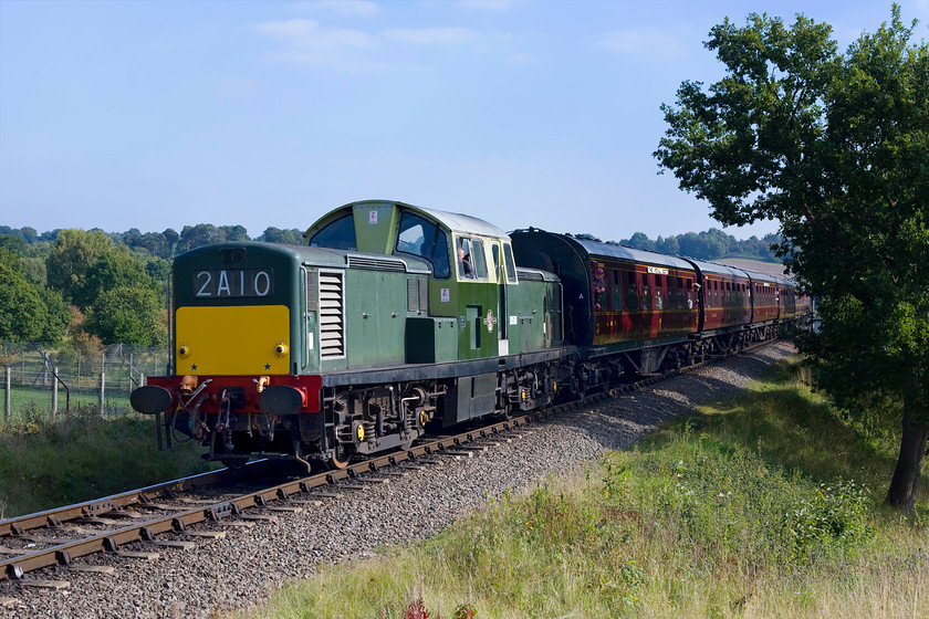 D8568, 13.47 Kidderminster-Bridgnorth, West Midlands Safari Park SO799748 
 The only remaining Clayton (designated by BR as a Class 17 even though they never carried TOPS numbers) D8568 approaches Bewdley with the 13.47 Kidderminster to Bridgnorth diesel gala service. Whilst the concept of the design was sound and the forward a rearward vision was excellent the locomotives came too late and were notoriously unreliable in service. Notice the recess on the lower cab side for the automated tablet exchange mechanism that was used on the Scottish Region for which these Claytons were built. 
 Keywords: D8568 13.47 Kidderminster-Bridgnorth West Midlands Safari Park SO799748