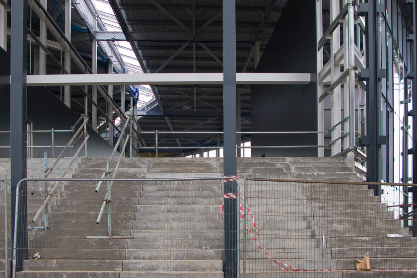 New main entrance, new Northampton station 
 The main entrance to the new Northampton station is at the moment bare and cold concrete. However, in the next year, they will be cloaked and carrying hundreds of passenger's feet in and out of the station. The main concourse will be located just out of view at the top of the steps. 
 Keywords: New main entrance Northampton station