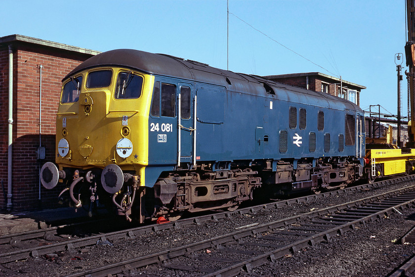 24081, on display, Crewe Works 
 Looking very smart on display at Crewe Works 24081 basks in the warm September sunshine. At this time, this was the sole remaining class 24 still in service, a situation that remained until October 1980 when it was withdrawn with flat batteries. After withdrawal, it entered preservation and, in the care of the 24081 Preservation Group, does the rounds of the heritage lines. I saw it a number of times during its operation on the North Norfolk Railway during the summer of 2009. 
 Keywords: 24081 Crewe Works