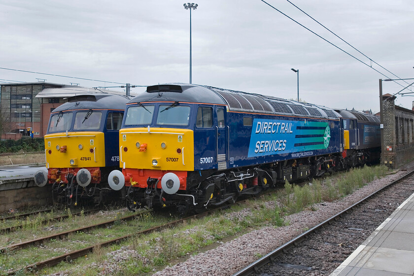 12. 47841, 57007 & 57008, stabled, Norwich station