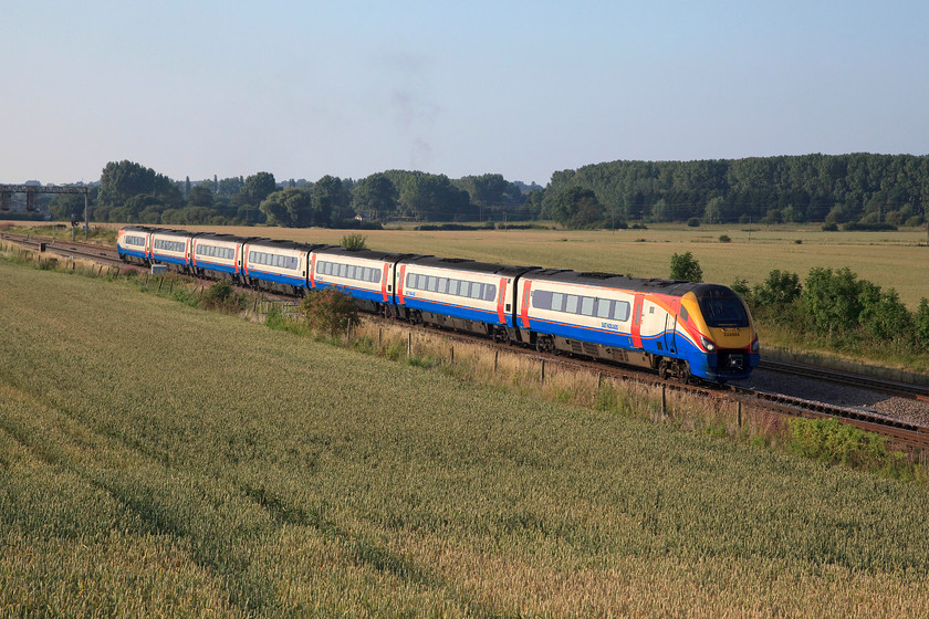 222004, EM 17.29 Sheffield-London St. Pancras (1C70, 2L), Harrowden Junction 
 222004 'Children's Hospital Sheffield' approaches Harrowden Junction between Kettering and Wellingborough on the MML with the 17.29 Sheffield to St. Pancras. It's a shame to think that this spot (along with many others on this line) will be blighted by the electrification infrastructure when it arrives next year. 
 Keywords: 222004 1C70 Harrowden Junction