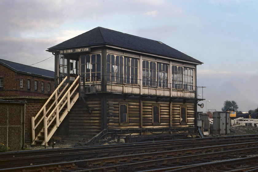 Bedford Junction signal box (Midland, 1920) 
 Looking very tatty and very much in the twilight of its operation is Bedford Junction signal box. This box was opened by the Midland Railway in 1920 and was located at the southern end of the original station. There were and still are, extensive yards behind the box. Today, these stable large numbers of class 700 units, not a couple of class 25s as can be seen in this image. 
 Keywords: Bedford Junction signal box