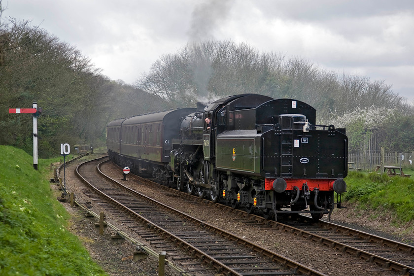 76034 (76084), 11.15 Holt-Sheringham, Weybourne station 
 With the sun having popped behind an errant cloud 76034 drifts into Weybourne station leading the 11.15 Holt to Sheringham North Norfolk Railway service. 
 Keywords: 76034 11.15 Holt-Sheringham Weybourne station Poppy Line NNR North Norfolk Railway Standard Class 4MT 2-6-0 76084