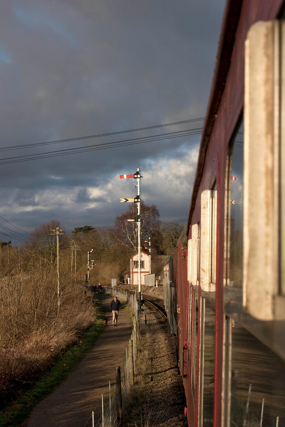 47205, 14.00 Pitsford return, Pitsford sidings 
 Under a dramatic sky, 47205 leaves from Pitsford sidings, the current southern limit of the Northampton and Lamport Railway. However, they have just received a grant form the local council and the European Union to complete their long held plans to run to Brampton Halt staion. 
 Keywords: 47205 14.00 Pitsford return Pitsford sidings