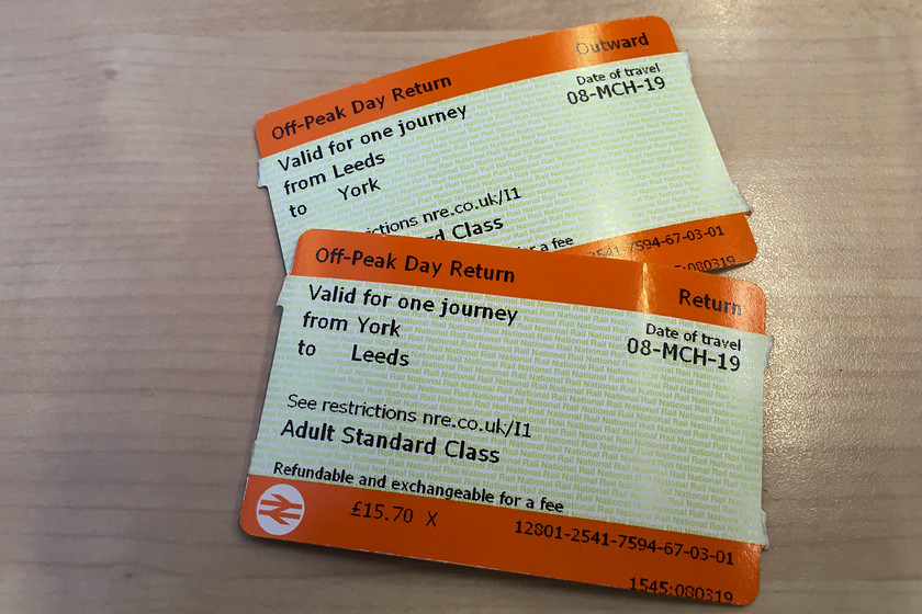 Tickets, Leeds-York-Leeds 
 The return off-peak walk-on fare from Leeds to York was 15.70, maybe not the cheapest, buying an advanced ticket would have saved me 3 off this fare. 
 Keywords: Tickets Leeds-York-Leeds