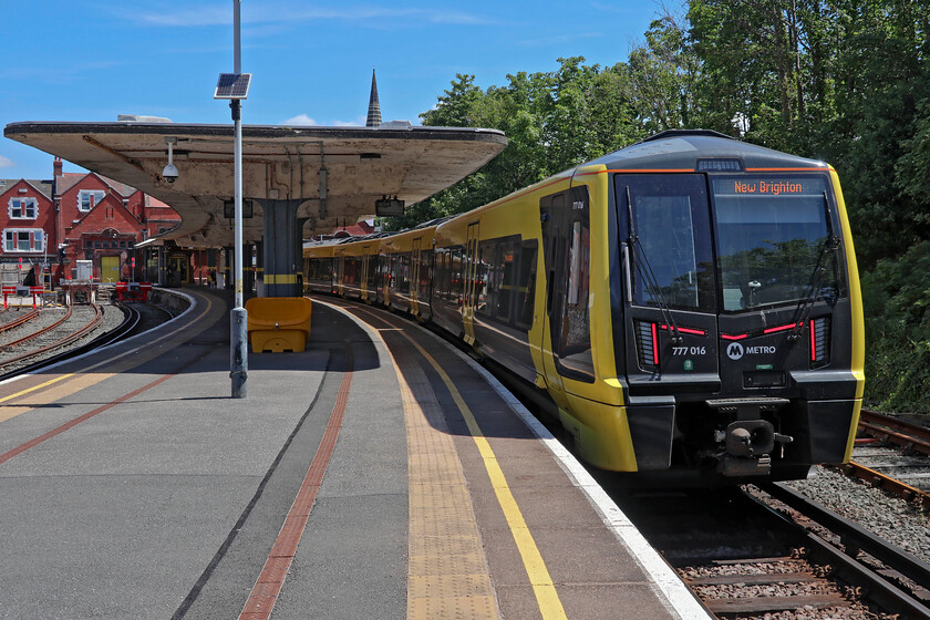 777016, ME 13.08 New Brighton-New Brighton (2N28, failed), New Brighton station 
 We were talking to a Merseyrail employee a little earlier in our travels about the issues facing these new Class 777 units. He said that there were particular problems with camera software preventing the units from running and this is exactly what happened to 777016 at New Brighton. We were sitting waiting to depart with the driver struggling to power up the unit with repeated power-downs to try to reset the systems. During this time we could hear him on the 'phone to Stadler control with them attempting to help to no avail. In the end, 2N28 was declared a failure and we were transferred to an adjacent unit. This is an all to common problem with all new trains these days and particularly concerning for Merseyrail as the Class 777s have now been in operation for some time with things still far from good. 
 Keywords: 777016 13.08 New Brighton-New Brighton 2N28 New Brighton station Merseyrail