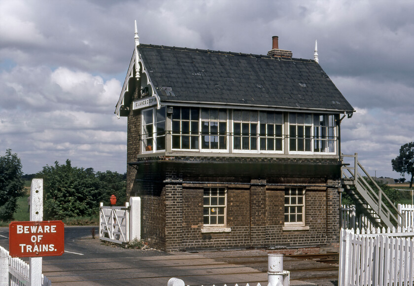 St. James Deeping signal box (GN, 1876) 
 St. James Deeping signal box was a Great Northern structure dating from 1876 that stood on the Lincolnshire Loop Line just near to the station of the same name. It is a fine example of a GN box with a large overhanging roof and ornate barge boarding. An unusual feature was also the opening sash Windows to the locking room which is not commonly seen on other boxes of this type. The box shut in 2014 but there are ambitious plans to dismantle it brick by brick and rebuild it on an adjacent piece of land to be used as a local hub. I am not sure how far these plans have progressed. 
 Keywords: St. James Deeping signal box