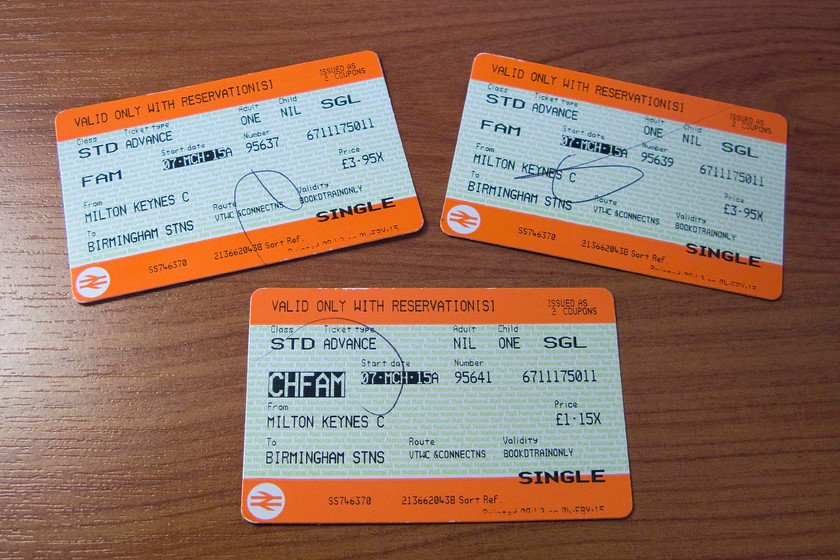 Tickets, Milton Keynes Central-Birmingham New Street 
 Our tickets from Milton Keynes to Birmingham, at just under 10 for the three of us it represents pretty good value. 
 Keywords: Tickets Milton Keynes Central-Birmingham New Street