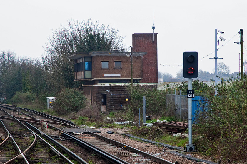 Sittingbourne Signal Box (Closed) (BR, 1959) 
 Another relatively new signal box being constructed by BR in 1959 when the line was electrified. By 2016, it had shut and the Kent Signalling Centre took over control. Given its unlisted status I wonder how long it will survive fo given that Network Rail demolished Rochester box almost immediately? 
 Keywords: Sittingbourne Signal Box (Closed) (BR, 1959)