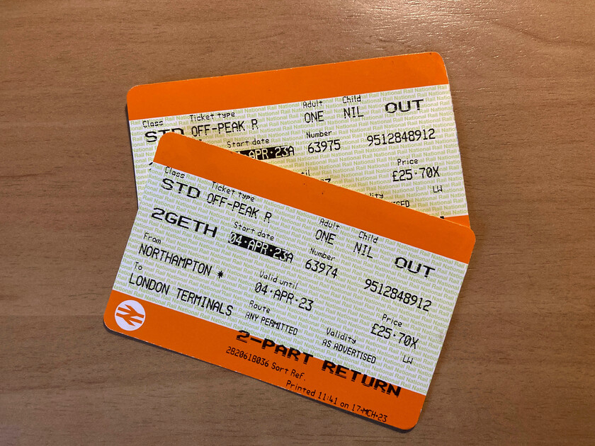 Tickets, Northampton-London Euston 
 Our outward anytime tickets from Northampton to Euston. 
 Keywords: Tickets Northampton-London Euston