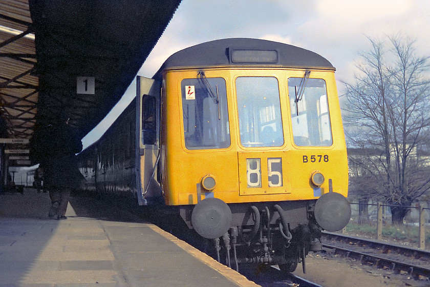 B578, unidentified Bristol Temple Meads-Weymouth working, Westbury station 
 A class 119 DMU composed of W51064, W59423 and W51092 pauses at Westbury station with a Weymouth working that would have started out from Bristol Temple Meads. It is standing on Westbury's now closed platform 1. There has been discussions about reopening this platform but the figure that Network Rail said that it would cost was quite ridiculous! There was actually a letter published in Rail about this vastly overinflated cost and the possible reasons for it. Needless to say, there was no response from Network Rail! I attempted to reproduce this image on a visit to Westbury in 2024, see.... https://www.ontheupfast.com/p/21936chg/30057314675/x18-andy-former-platform-1-westbury 
 Keywords: B578 class 119 DMU Westbury station