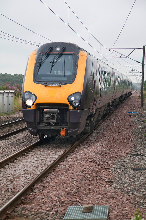 Class 221, XC 09.15 Plymouth-Aberdeen (1S45, 1L), Acklington station 
 A class 221 in full flight on the ECML heading north with the 09.15 Plymouth to Aberdeen service. The train is seen about to pass Acklington station, an isolated spot between Alnmouth and Morpeth. At twenty-eight miles north of Newcastle, the station once enjoyed direct services to Berwick and Edinburgh. Now, it has just four trains per day, two up and two down services. 
 Keywords: Class 221 09.15 Plymouth-Aberdeen 1S45 Acklington station