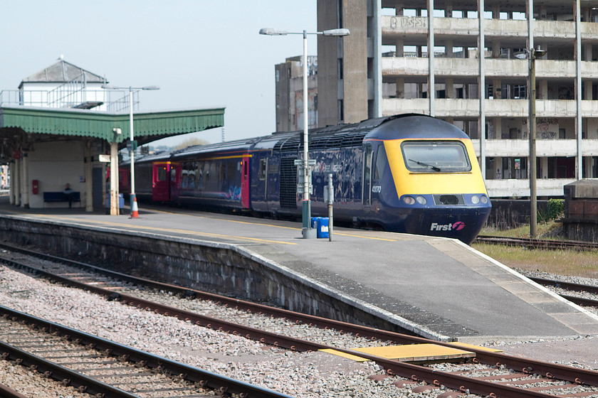 43070, GW 11.30 Bristol Temple Meads-London-Paddington (1A15), Bristol Temple Meads station 
 With derelict hulk of Bristol's former rail connected Royal Mail sorting office in the background, 43070 'The Corps of Royal Electrical and Mechanical Engineers' waits to leave Temple Meads with the 11.30 to Paddington. 43170 was an Eastern Region power car that was initially part of set 254008. 
 Keywords: 43070 11.30 Bristol Temple Meads-London-Paddington 1A15 Bristol Temple Meads station