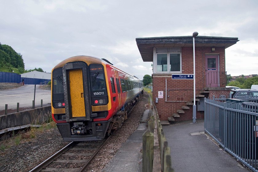 159011, SW 16.50 London Waterloo-Castle Cary (1L51, 4L), Tisbury station 
 159011 leaves Tisbury station between Gillingham (Dorset) and Salisbury. It is working the 16.50 London Waterloo to Castle Cary in connection with the Glastonbury Festival. This was our final train, station and picture of our epic trip, just a drive home to Northamptonshire in the hired Fiat 500! 
 Keywords: 159011 1L51 Tisbury station