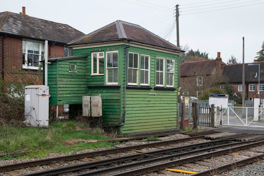 Chartham Signal Box (SER, 1885) 
 Chartham signal box now reduced to the status of a crossing box following the 2003 resignalling of the line. It is good to see a box of this vintage that has not had the 'Network Rail' treatment. In other words, it has not had totally out of character UPVC windows installed and cladding that totally destroy its appearance. 
 Keywords: Chartham Signal Box