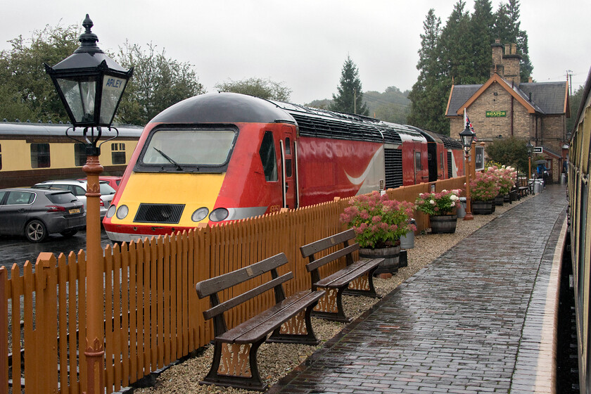 43251 & 43257, stabled, Arley station 
 The purists will be shocked to see modern traction in the form of HST power cars sitting in a siding directly behind Arley station's up platform! However, 43251 and 43257 will not actually haul trains on the Severn Valley Railway with them in temporary storage for Colas Rail along with two other power cars prior to overhaul and entry into service with Network Rail. The last time that I photographed 43251 was, by way of an irony, on the Azuma launch day back in 2019, a day that was the beginning of the end for these iconic trains, see..... https://www.ontheupfast.com/p/21936chg/26500887204/x4325-07-30-edinburgh-london-king 
 Keywords: 43251 43257 Arley station