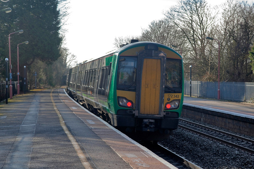 172343, LN-11.09 Whitlocks End-Worcester-SH (2V22, 1E), Hagley station 
 172343 is seen leaving Hagley Station with the 11.09 Whitlocks End to Worcester Shrub Hill working. To rail enthusiasts, Hagley is synonymous with the GWR 4-6-0 Hall number 4930 'Hagley Hall'. At the time of writing 4930 is undergoing a full overhaul and it is hoped it will return to service soon. 
 Keywords: 172243 11.09 Whitlocks End WorcesterShrub Hill 2V22 Hagley