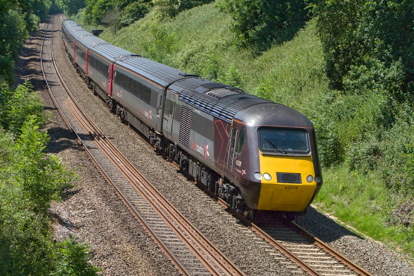 43378, XC 12.25 Plymouth-Glasgow Central (1S51), Poole ST154220 
 The passenger experience offered by a Cross Country HST with its Mk. III stock is so much better than the cramped and noisy one on offer in a Voyager. Here, one of the TOC's HSTs descends from Whiteball past the village of Poole just outside of Wellington (Somerset). 43378 leads the 12.25 Plymouth to Glasgow Central service. This will not work under the wires on the WCML but will go via Derby, Sheffield, York, Newcastle and finally across the Central Belt from Edinburgh to its destination. Some eight years after I took this photograph, I travelled on an HST in the final months of their operation with this power car leading, see....https://www.ontheupfast.com/p/21936chg/30043212924/x38-t-43378-xc-15-27-plymouth-leeds 
 Keywords: 43378 12.25 Plymouth-Glasgow Central 1S51 Poole ST154220 Cross Country HST