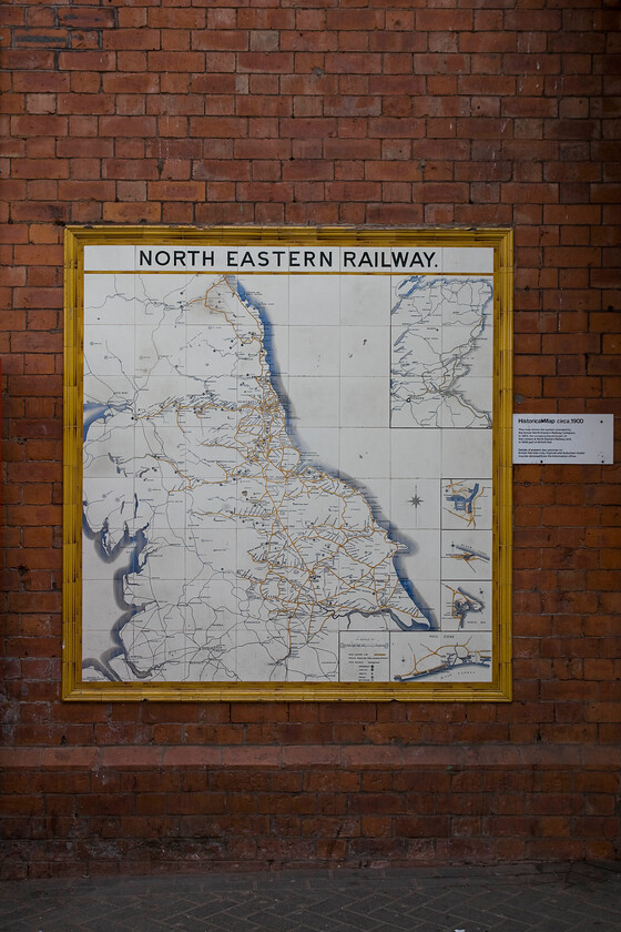 NER tiled route map (c. 1900), Hartlepool station 
 Another of the few remaining North Eastern Railway ceramic tiled maps is seen at Hartlepool station. These once numerous maps were installed at stations throughout the companys network with just a handful still on display. They were produced for the NER by Craven, Dunhill & Co. Ltd. Jackfield near Ironbridge. 
 Keywords: NER tiled route map Hartlepool station