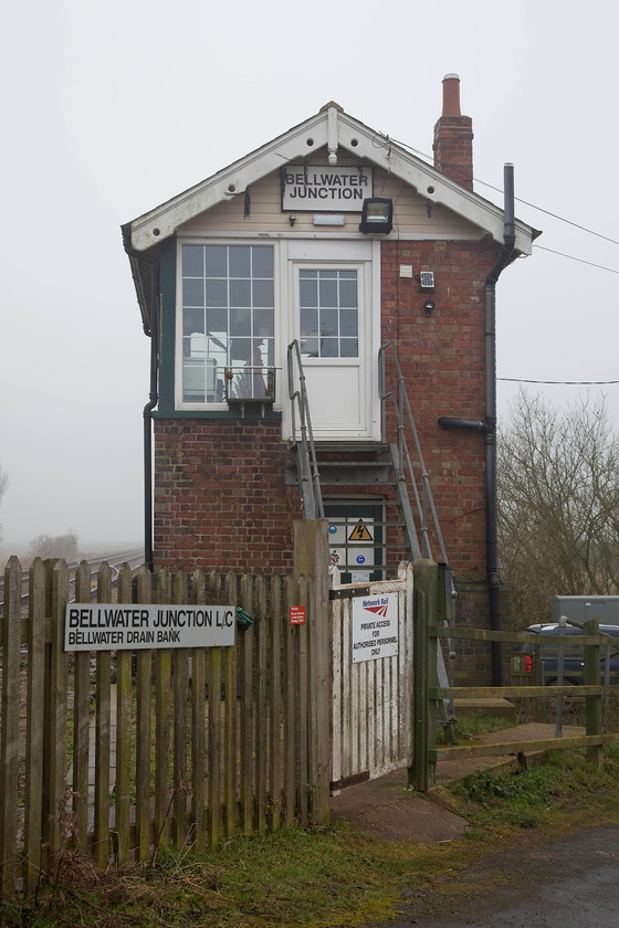 Bellwater Junction Signal Box (GN, 1913) 
 Bellwater Junction signal box is in a very remote spot situated down the end of a lane. It gets its name from the adjacent Bell Water fenland drainage channel. It's an example of the GNR's final design of box, a type 4a and it was opened in 1913. Even though it is named as a 'Junction' box there has been no junction for many years. In fact, there is absolutely no evidence either on the ground or when studying an Ordnance Survey map of the line that diverged here. It was short line that headed west with five tiny intermediate stations that joined the Boston to Lincoln line at Woodhall Junction. 
 Keywords: Bellwater Junction Signal Box GN 1913