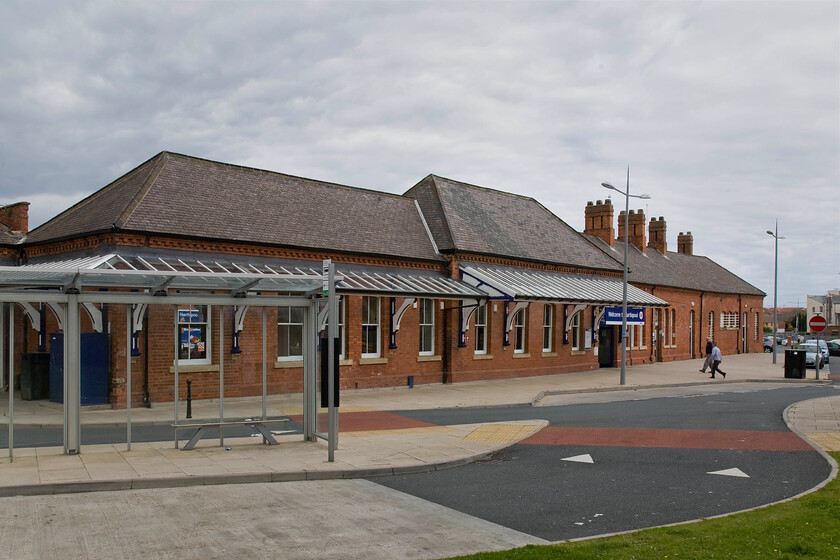 Frontage, Hartlepool station 
 The refurbished frontage of Hartlepool station has improved its appearance as have general environs around the immediate area. Four million pounds was spent back in 2010 to undertake this work prior to the town hosting the prestigious Tall Ships race. Unfortunately for me, at the same time, the towns three mechanical signal boxes were swept away so I missed a photographic record of these. 
 Keywords: Frontage Hartlepool station