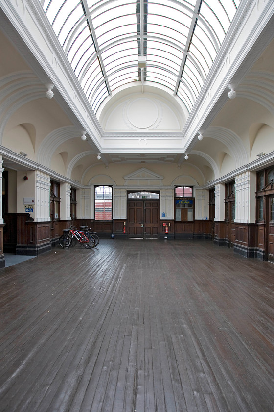 Interior, former Elgin East station (Closed 1968) 
 The interior of the former Elgin East station looks absolutely superb. Now the home to the Elgin Business Centre and having been split up into nineteen units it has been sympathetically restored and is well looked after. This part of the building was the booking hall with access to the platforms through the doors at the end. 
 Keywords: Interior, former Elgin East station Great North of Scotland Railway GNS