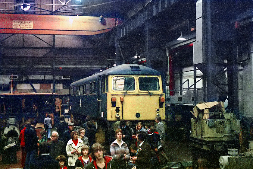 87002, undergoing overhaul, Crewe Works 
 First born class 87, 87002 stands in the electric shop at Crewe Works. This locomotive is still today, at the time of writing, mainline registered and used by Caledonian Sleeper. It also had the honour of hauling Virgin West Coast's last mainline working along with 87010 on 10.06.05